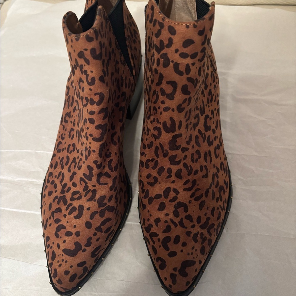Bar III Brown Leopard Ankle Booties